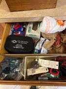 Office contents: miscellaneous tools office supplies desk chair tv craft supplies printers and more