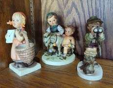 Three Goebel Hummel Figurines: "Mail", "Ride", and "Scout"