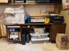 Office contents: miscellaneous tools office supplies desk chair tv craft supplies printers and more