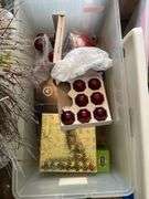 20 totes of Christmas cards, ribbon, collectibles dishes, baskets, sewing, 20 totes in total