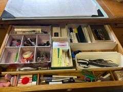 Office contents: miscellaneous tools office supplies desk chair tv craft supplies printers and more