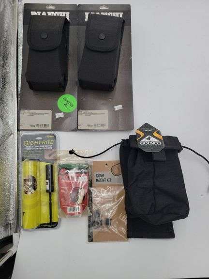 Box Lot: Sling kits, bore sighter, utility pouch, Bianchhi AR 15 pouches, clean bore snake image