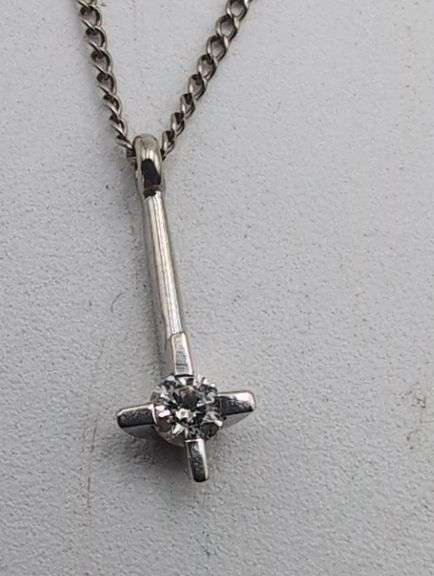 unmarked 14k white gold and diamond pendant image