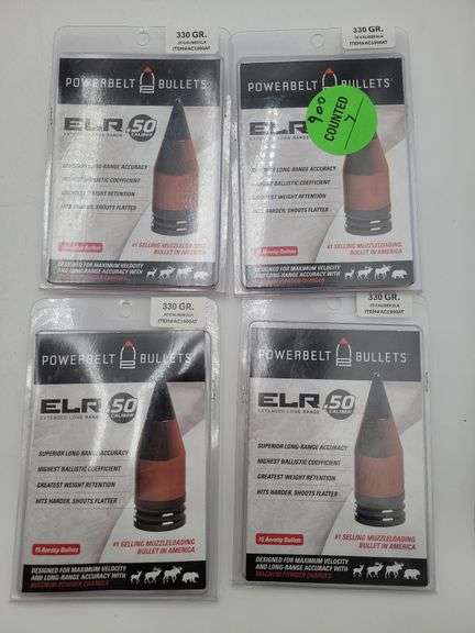 4 pk Powerbelt Bullets .50 caliber ELR 330 GR.