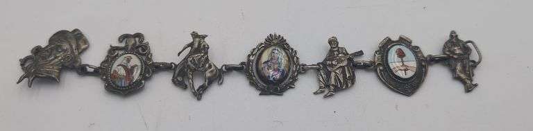 7" .900 Victorian silver enameled  bracelet 17.6 dwt image