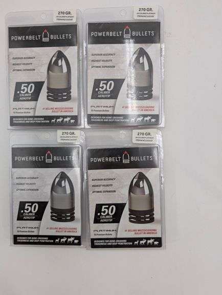 4pks PowerBelt Bullets 270 GR .50 Caliber Platinum