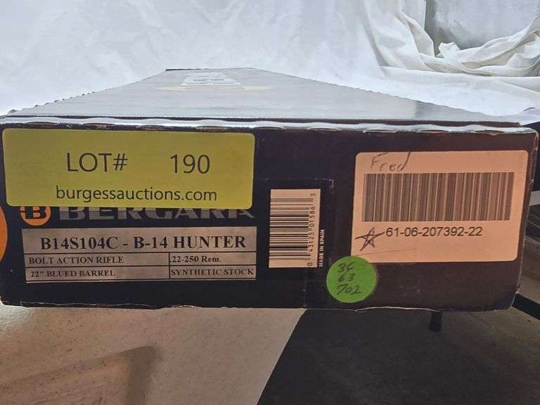 BERGARA B-14 HUNTER   22-250 REM  BOLT ACTION RIFLE   SN# 61-06-207392-22  22" BLUED BARREL