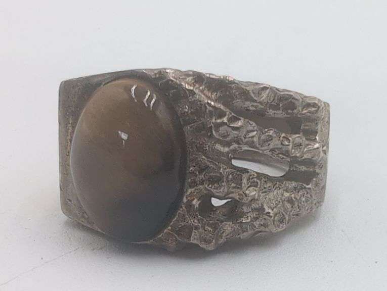sterling silver Tiger's eye ring 15.1 dwt size 10 image