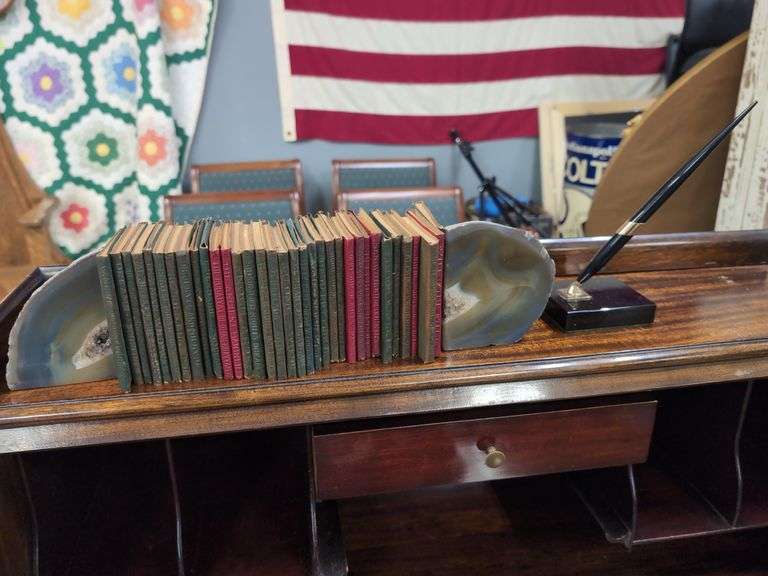 Polished Stone Bookends, Ink Pen & Little Leather Library Books image