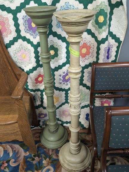 Pair of 48" Turned Wood Pedestals image