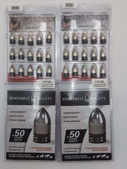 4pks PowerBelt Bullets 270 GR .50 Caliber Platinum image