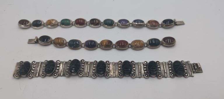 3 Mexican silver bracelets total weight 43.5 dwt image