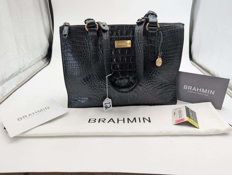 Brahmin “Anywhere” black Melbourne embossed tote image