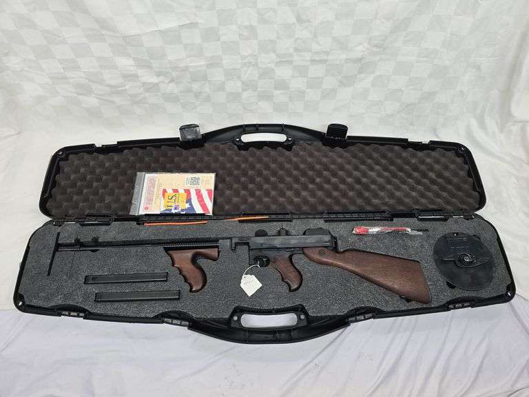 AUTO ORDANCE  45ACP  THOMPSON 1927 A-1 "CHICAGO TYPEWRITER" "TOMMY GUN"  SN# KAP3737  DRUM MAG, AND 2 STICK MAGAZINES, UNFIRED