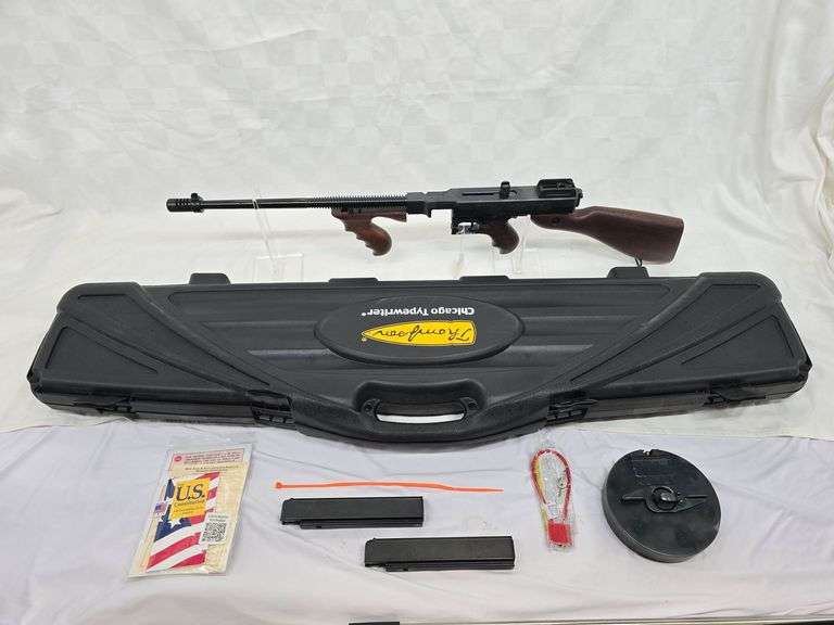 AUTO ORDANCE 45ACP THOMPSON 1927 A-1 "CHICAGO TYPEWRITER" "TOMMY GUN" SN# KAP3737 DRUM MAG, AND 2 STICK MAGAZINES, UNFIRED image