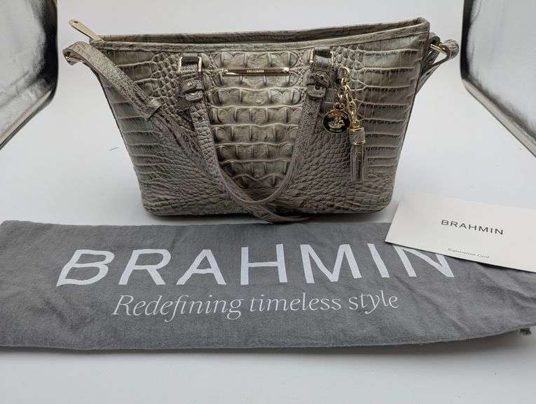 Brahmin “Mini Asher” hemlock Melbourn embossed leather tote image