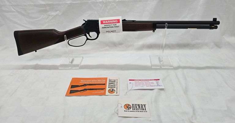 Henry 45 Colt Lever Action Big Boy Steel, 20" Barrel Large Loop Lever BBS04279GCL Box & Paper image
