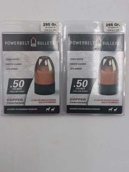 2pk PowerBelt Bullets 295 Gr .50 Caliber HP