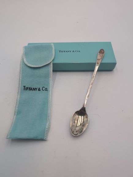 Tiffany & co sterling silver 6" drink stirring spoon (original box and bag) 16.7 dwt image