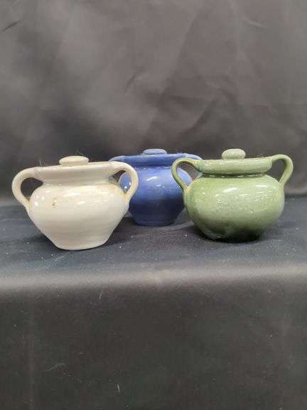 3 Cornelison's Bybee Pottery covered jars image