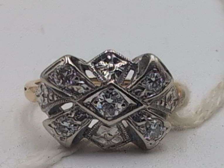 14k yellow gold and diamond fancy ring image