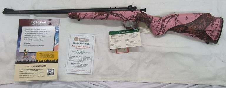 Keystone 22 LR Cricket Single Shot Pink YOUTH RIFLE SN: 1043807 Mossy Oak Pink image