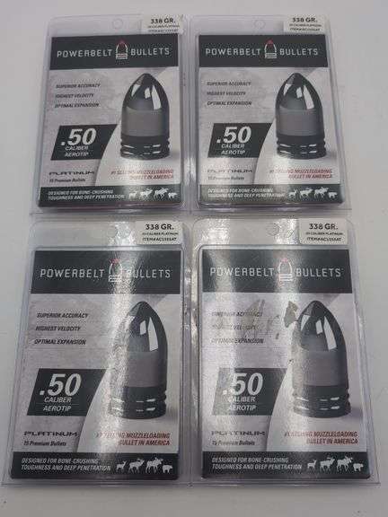 4pk PowerBelt Bullets 338 Gr .50 Caliber Platinum image