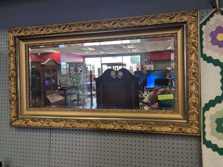 Gilt Framed Beveled Mirror, 50"x28" image