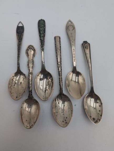 6 demitasse spoons sterling silver including Notre Dame 1.772 ozt image