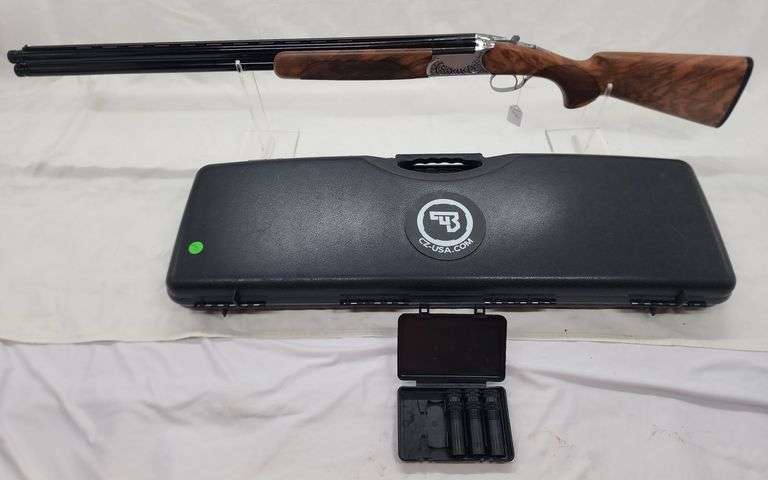 CZ SUPREME FIELD 12GAUGE 28" BARRELL OVER UNDER SHOTGUN SN#18S5727 ENGRAVED, CHECKERED STOCK image