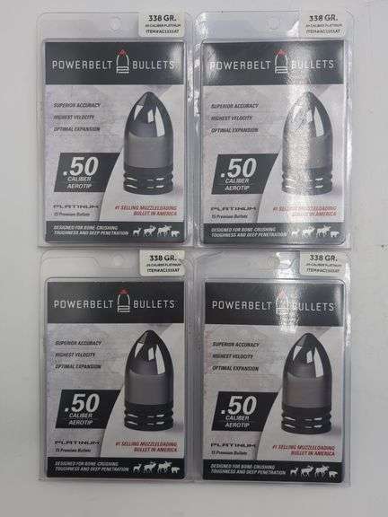 4pk PowerBelt Bullets 338 Gr .50 Caliber Platinum image