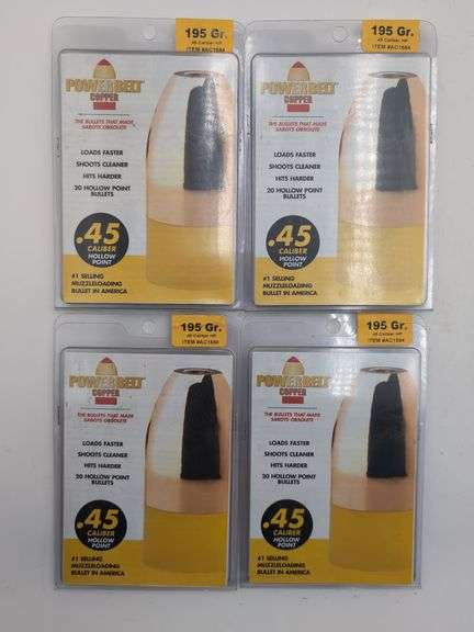 4 pk Powerbelt Copper .45 caliber HP 195 GR.
