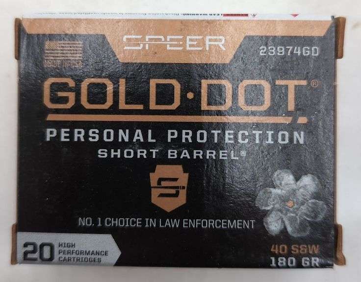 200 ROUNDS  SPEER PERSONAL PROTECTION .40 S&W 180 GR GDHP SHORT BARREL image