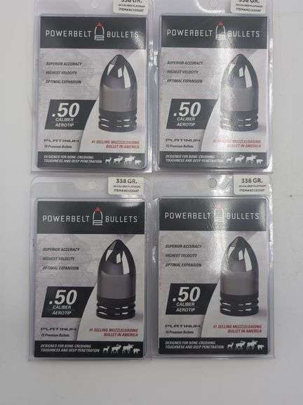 4pk PowerBelt Bullets 338 Gr .50 Caliber Platinum image