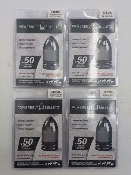 4pk PowerBelt Bullets 338 Gr .50 Caliber Platinum image