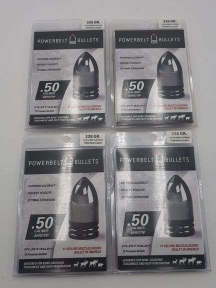 4pk PowerBelt Bullets 338 Gr .50 Caliber Platinum image