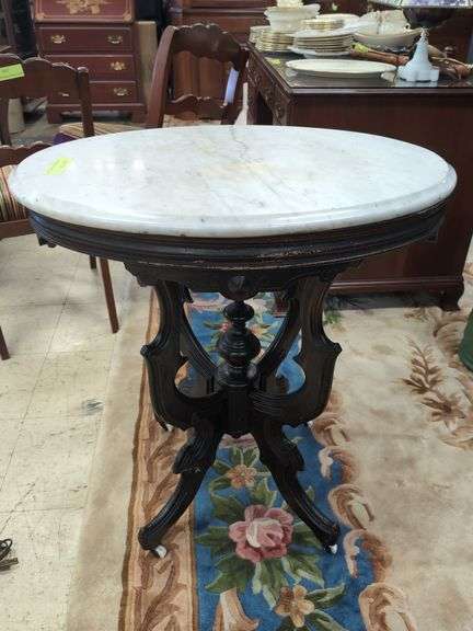 Eastlake Victorian Oval Marble Top Table image