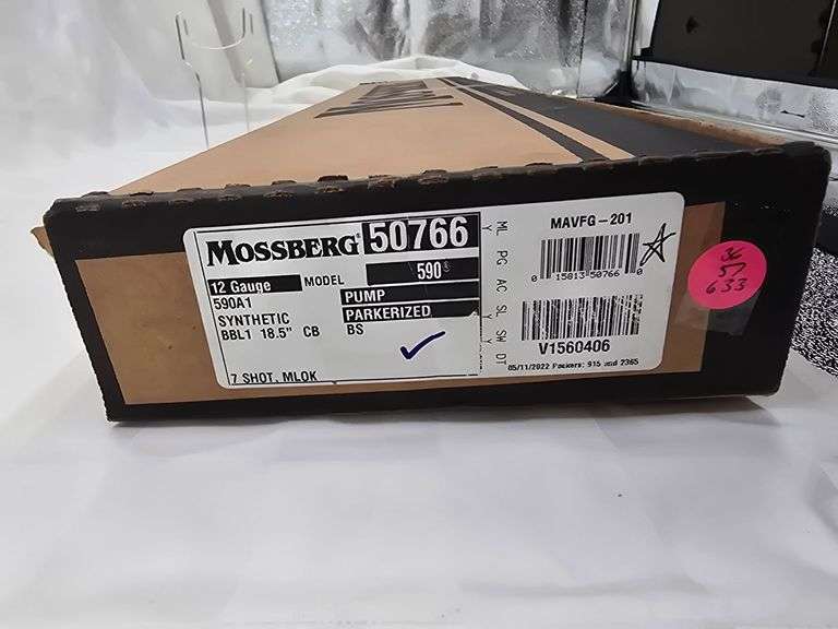 Mossberg  12 Gauge Pump  Model 590  V1560406  Synthetic Stock, Parkerized Finish, 18.5" Barrel, 7-Shot