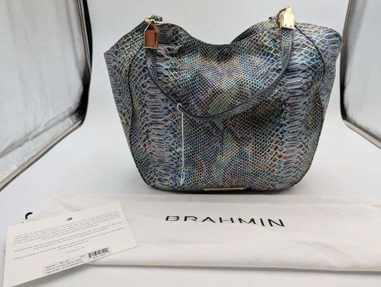 Brahmin “Marianna Moonstone Seville” leather snakeskin embossed large tote image