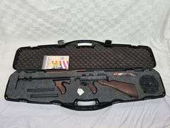 AUTO ORDANCE  45ACP  THOMPSON 1927 A-1 "CHICAGO TYPEWRITER" "TOMMY GUN"  SN# KAP3737  DRUM MAG, AND 2 STICK MAGAZINES, UNFIRED