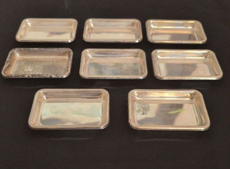 Set of 8 Poole Sterling Silver Small Trays 7.6 ozt image