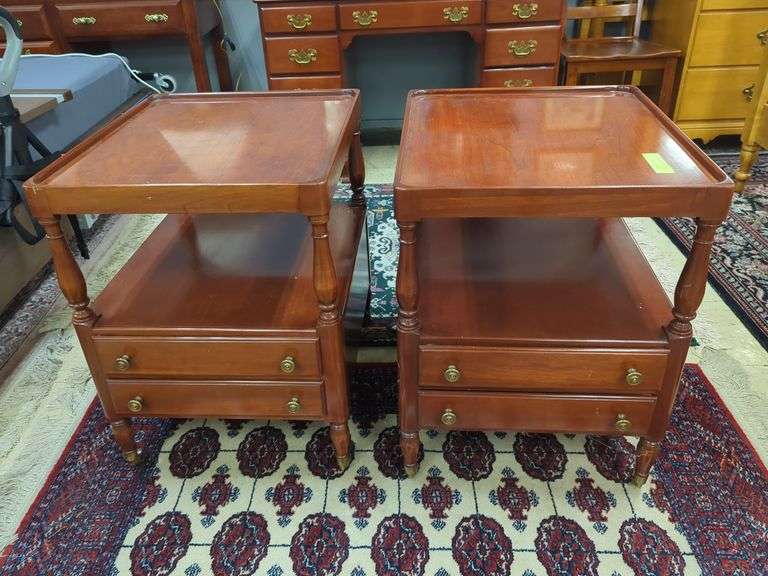 a pair of Willet cherry side tables image
