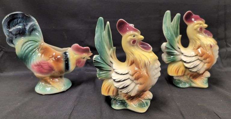 Three Ceramic Chickens image