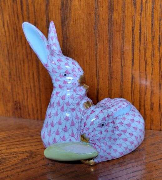Herend Hungary Hand Painted Porcelain Rabbit Figurine image