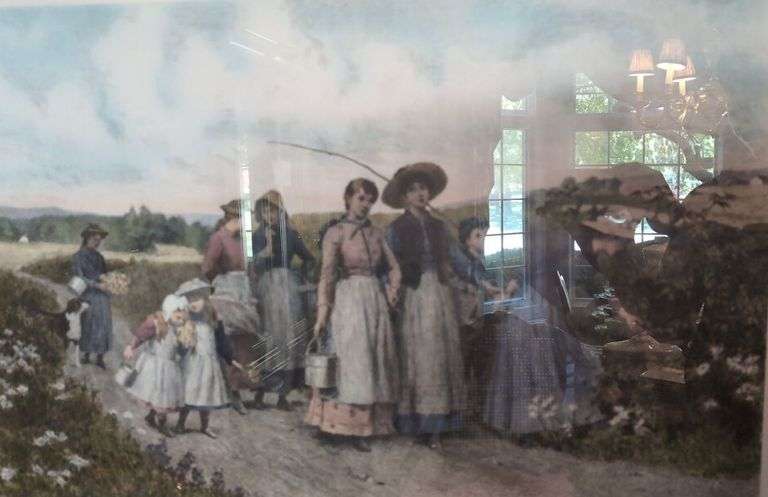Framed 'Berry Pickers' Print After Etching by Jas. S. King image