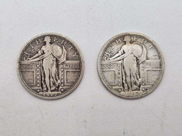 two 1917 Standing Liberty Quarters image
