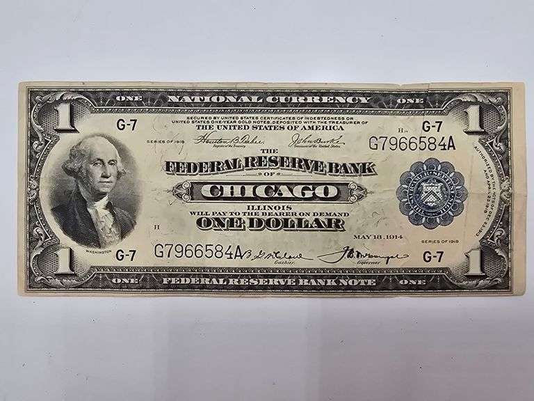 Series of 1918 " Federal Reserve Bank of Chicago" $1.00 Oversize note image