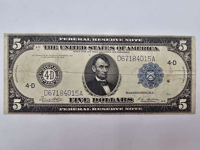 Series of 1914 Oversized $5.00 note image