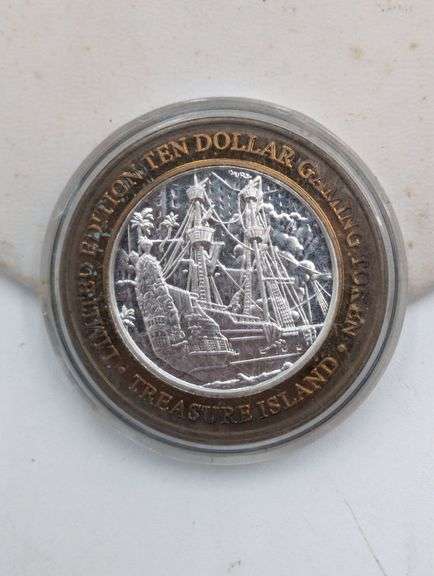2002 Treasure ISland at the Mirage .999 fine silver Ten Dollar Gaming Token image
