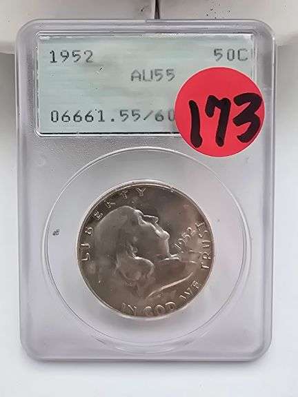 1952 Franklin Half Dollar PCGS AU55 in Rattler image